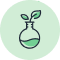 Icon depicting a flask with a plant sprout emerging from the top, symbolizing the integration of science and nature.